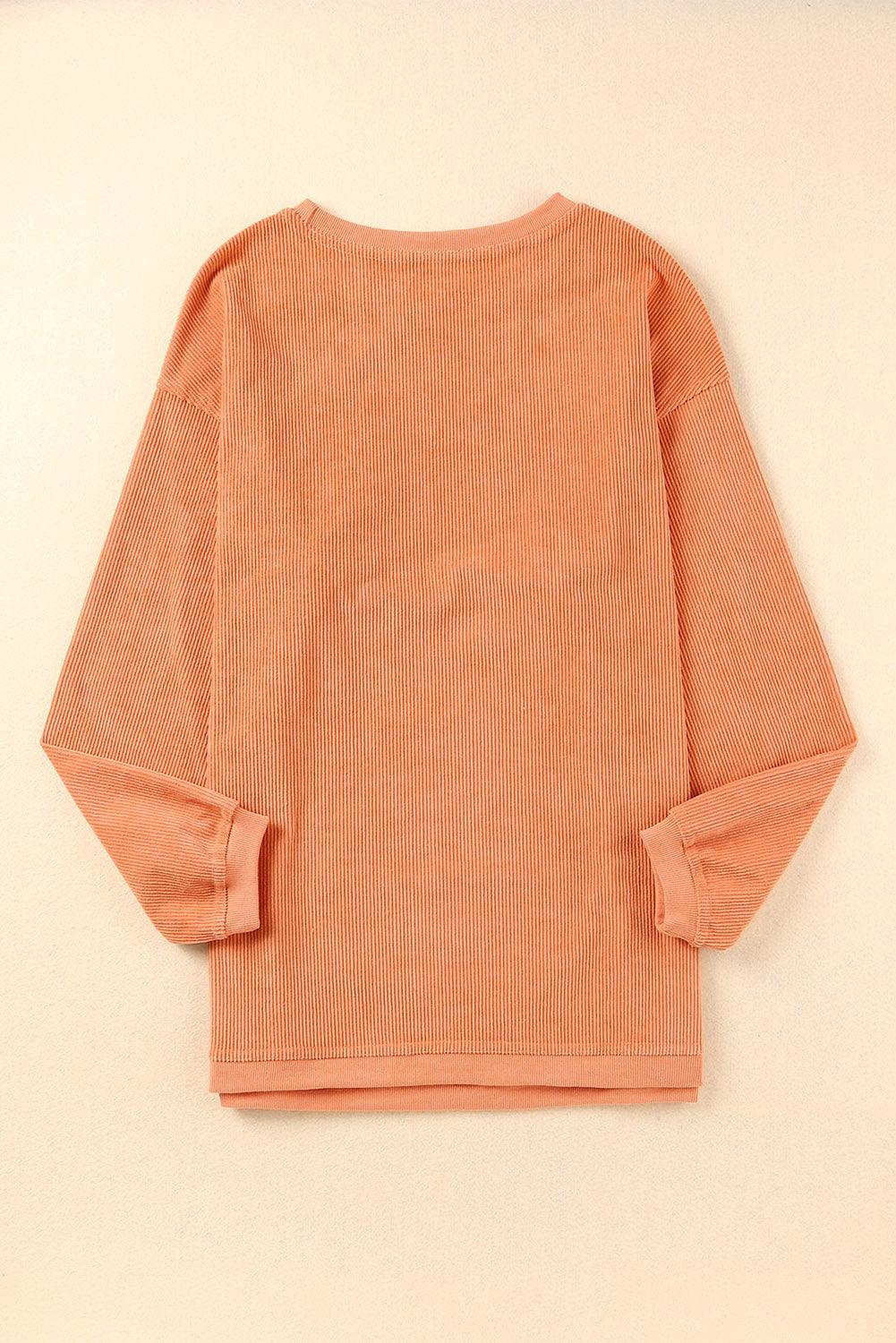 Orange JOLENE Ribbed Corded Oversized Sweatshirt - L & M Kee, LLC