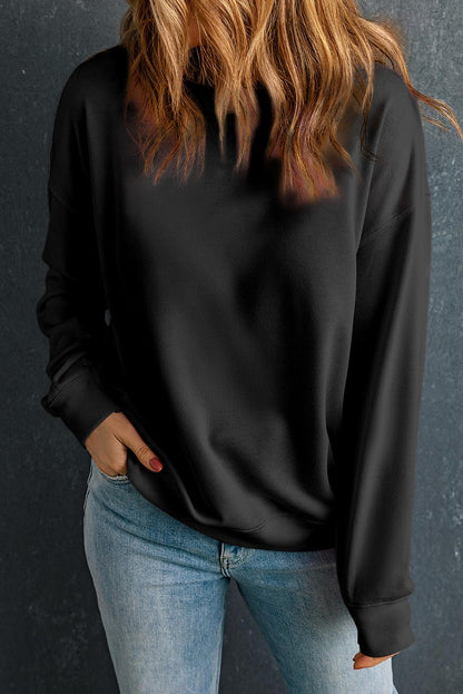 Black Solid Classic Crewneck Pullover Sweatshirt - L & M Kee, LLC