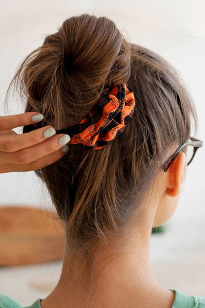 Orange Buffalo Plaid High Elastic Hair Scrunchies