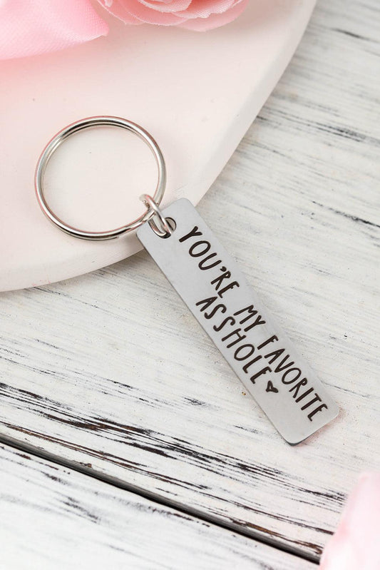 Silvery Slogan Lettering Titanium Steel Keychain - L & M Kee, LLC