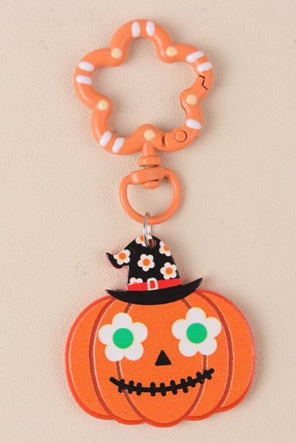 Carrot Acrylic Witch Pumpkin Face Halloween Keychain