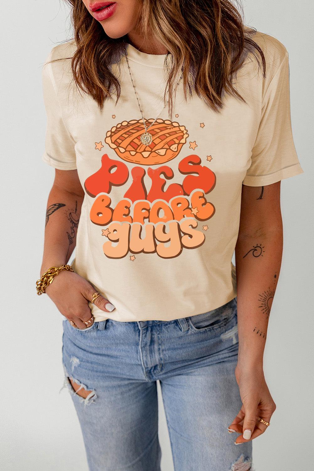 Khaki PIES BEFORE GUYS Thanksgiving Fashion Tee - L & M Kee, LLC