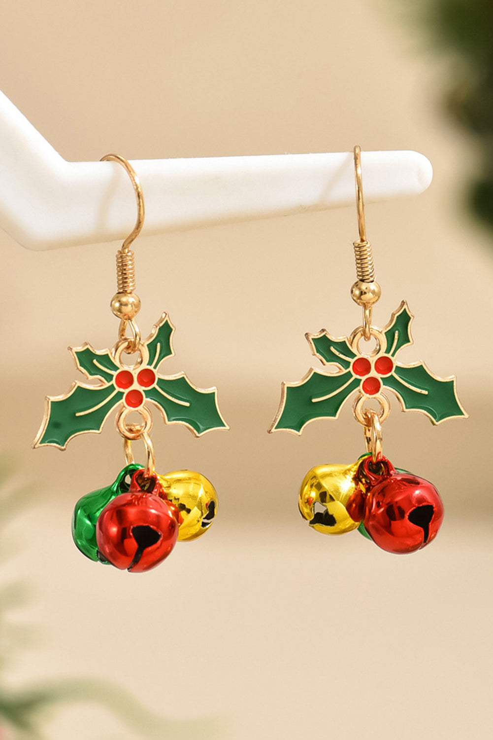 Gold Plated Christmas Jingle Bell Hook Earrings