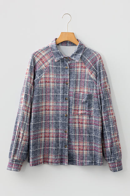 Multicolour Plaid Textured Chest Pocket Vintage Shirt