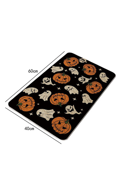 Black Halloween Pumpkin Ghost Print Door Ground Mat