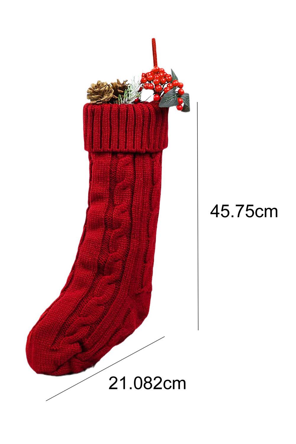 Red Dahlia Textured Knit Christmas Stocking Ornament - L & M Kee, LLC