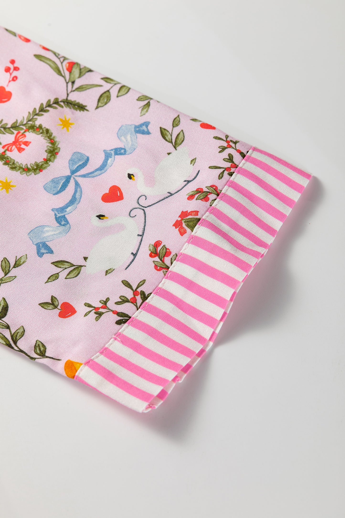 Pink Christmas Holiday Print Nutcracker Long Sleeve Shorts 2pcs Pajama Set