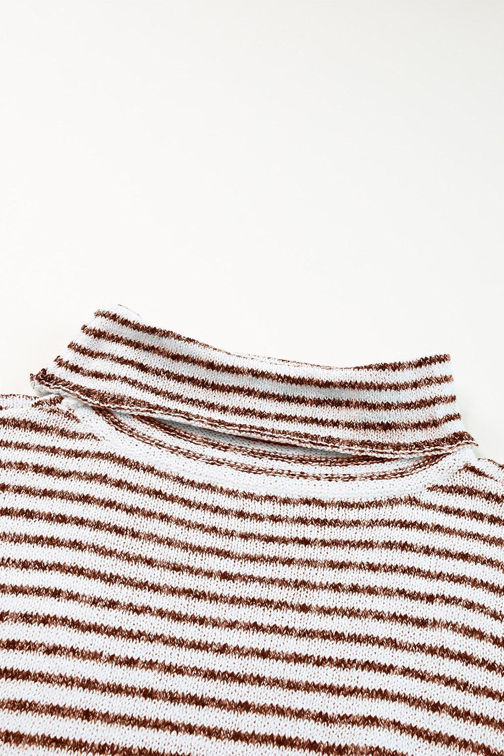 Black Striped Turtleneck Loose Sweater - L & M Kee, LLC