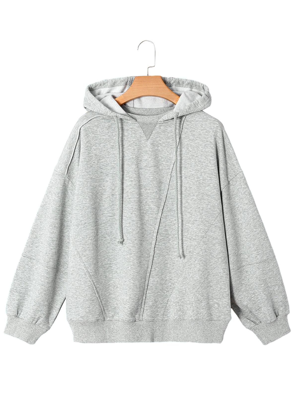 Gray Active Patchwork Detail Warm Winter Hoodie - L & M Kee, LLC