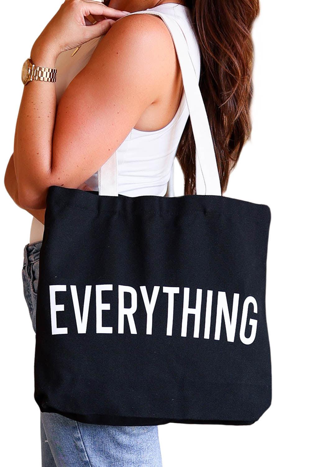 EVERYTHING Letter Print Large Tote Bag 42*8*37cm - L & M Kee, LLC