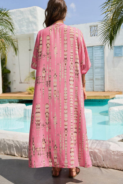 Pink Bohemian Tie Dye Oversize Long Kimono - L & M Kee, LLC