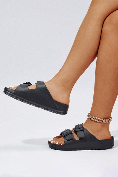 Black Double-buckle EVA Slippers - L & M Kee, LLC