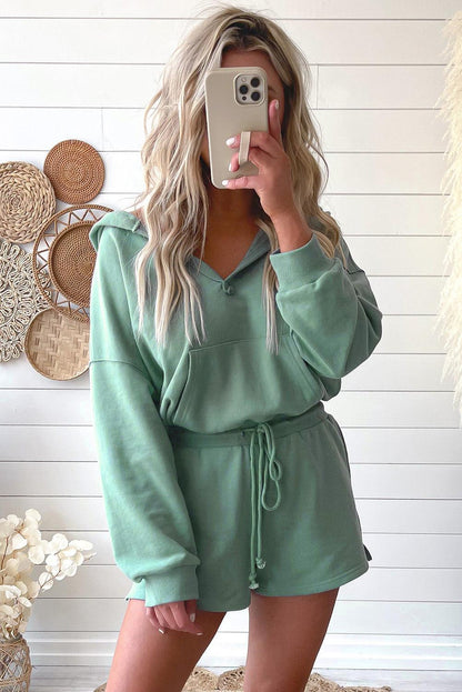 Blue French Terry Hoodie Romper - L & M Kee, LLC