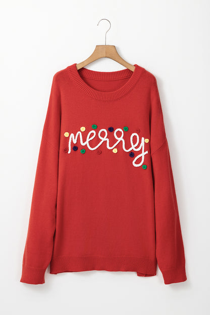 Fiery Red Merry Graphic Christmas Plus Size Sweater