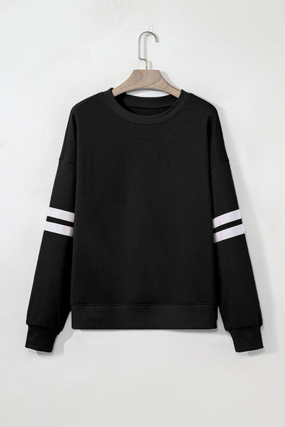 Evergreen Varsity Striped Detail Drop Shoulder Oversized Sweatshirt