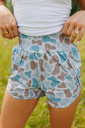Multicolour Camouflage Print Shirred High Waist Athleisure Shorts