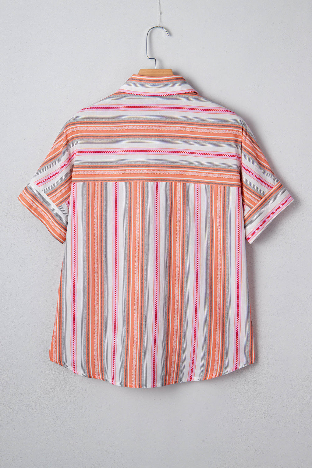 Pink Stripe Button up Short Sleeve Shirt