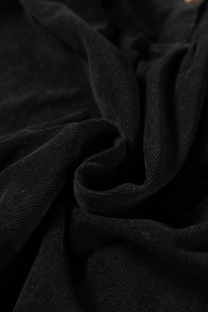 Vineyard Green Corduroy Half Button Collared Long Sleeve Mini Dress