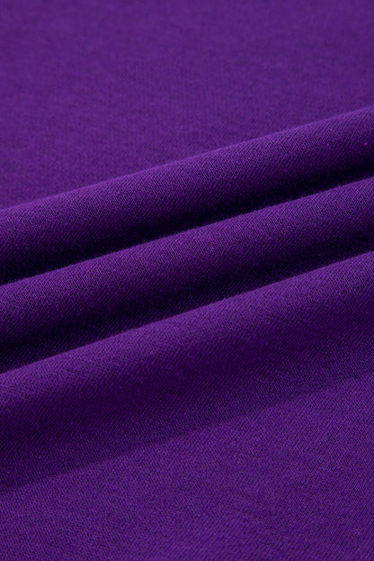 Tillandsia Purple Varsity Stripe Detail Drop Shoulder Pullover Mini Skirt Set