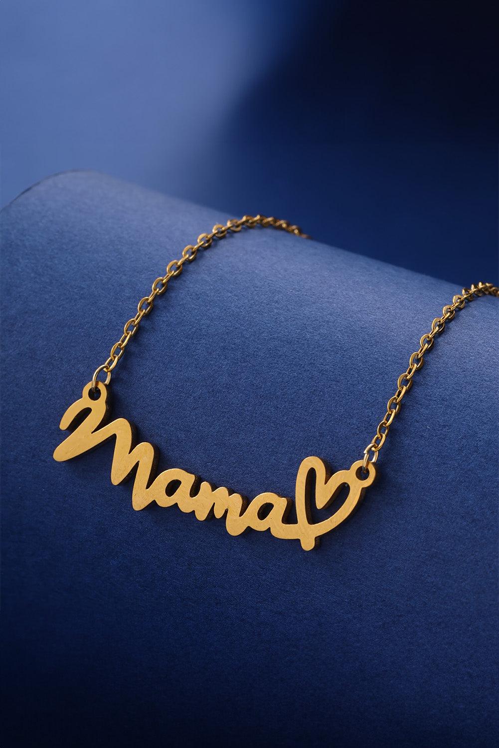 Gold mama Heart Pendant Chain Necklace