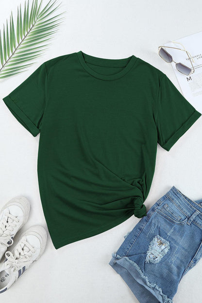 Green Casual Plain Crew Neck Tee - L & M Kee, LLC