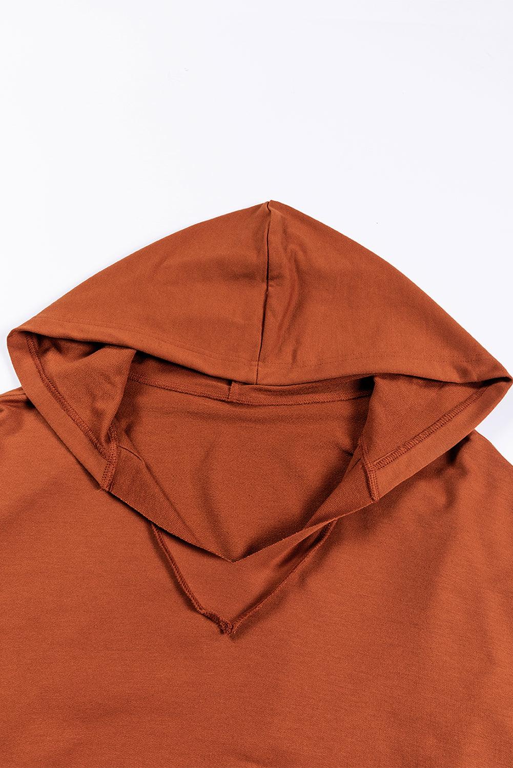 Chestnut V Neck Kangaroo Pocket Oversized Hoodie - L & M Kee, LLC