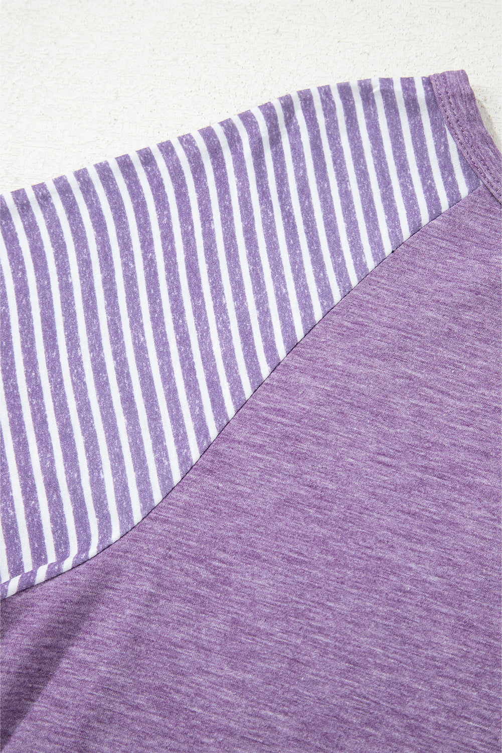 Tillandsia Purple Contrast Print Striped Raglan Long Sleeve Loose Top