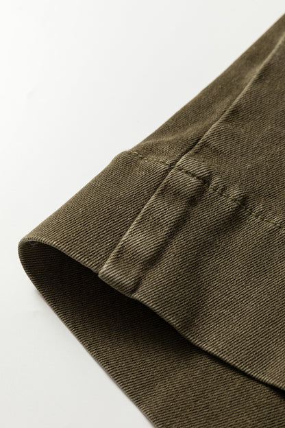 Jungle Green Double Waistband Loose Straight Jeans