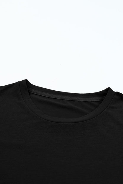 Black Casual Plain Crew Neck Tee - L & M Kee, LLC