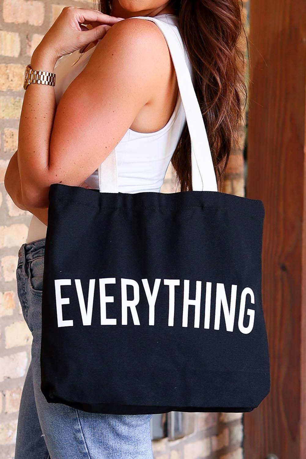 EVERYTHING Letter Print Large Tote Bag 42*8*37cm - L & M Kee, LLC