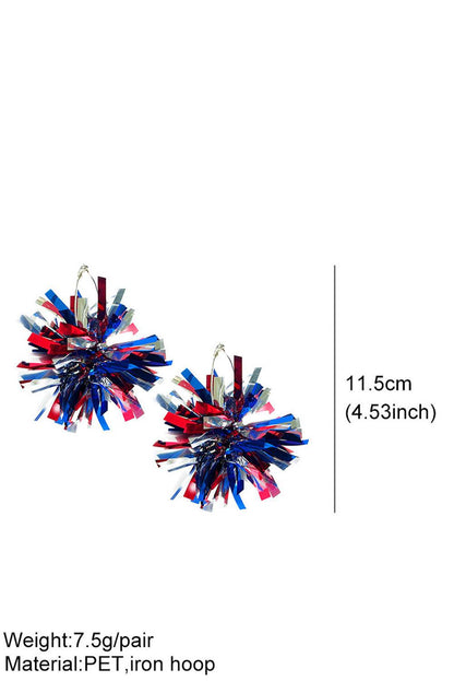 Dark Blue 4th of July Celebration Tinsel Earrings - L & M Kee, LLC