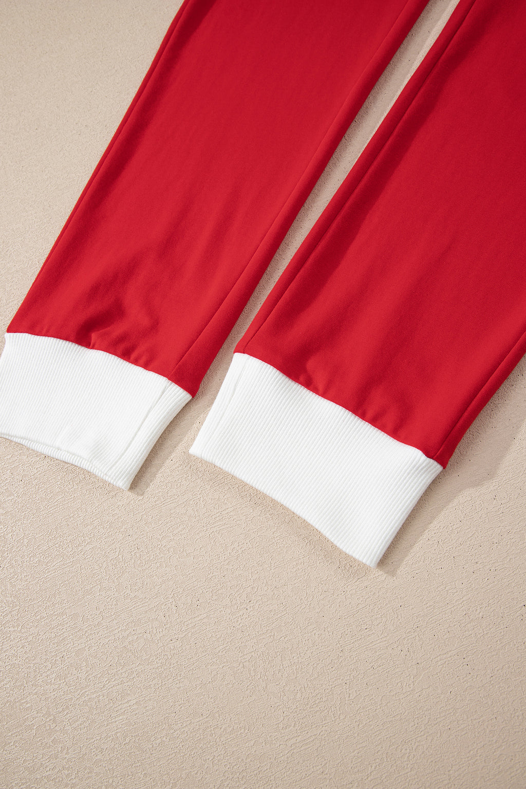 Fiery Red Contrast Trim Button V Neck Ribbon Bow Knot Waist 2pcs Lounge Pant Set