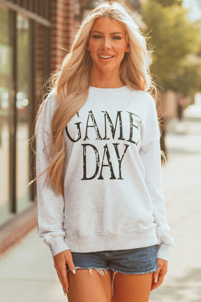 Red Vintage Washed GAME DAY Graphic Baggy Sweatshirt
