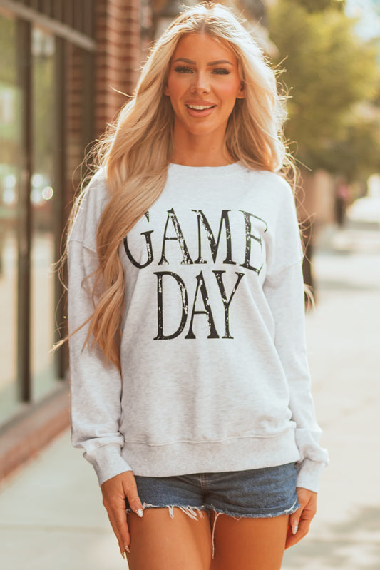 Red Vintage Washed GAME DAY Graphic Baggy Sweatshirt