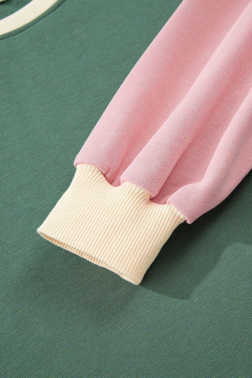 Rose Red 2pcs Color Block Pullover Loose Pant Set