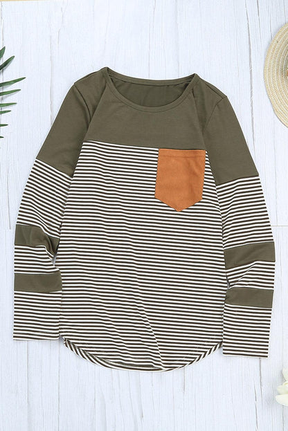 Black Pinstripe Patch Pocket Top - L & M Kee, LLC