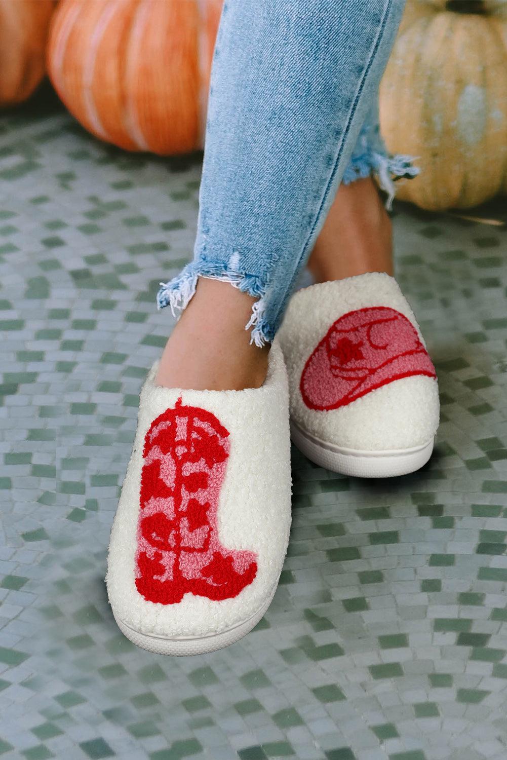 Rush Western Graphic Embroidered Sherpa Home Slippers - L & M Kee, LLC