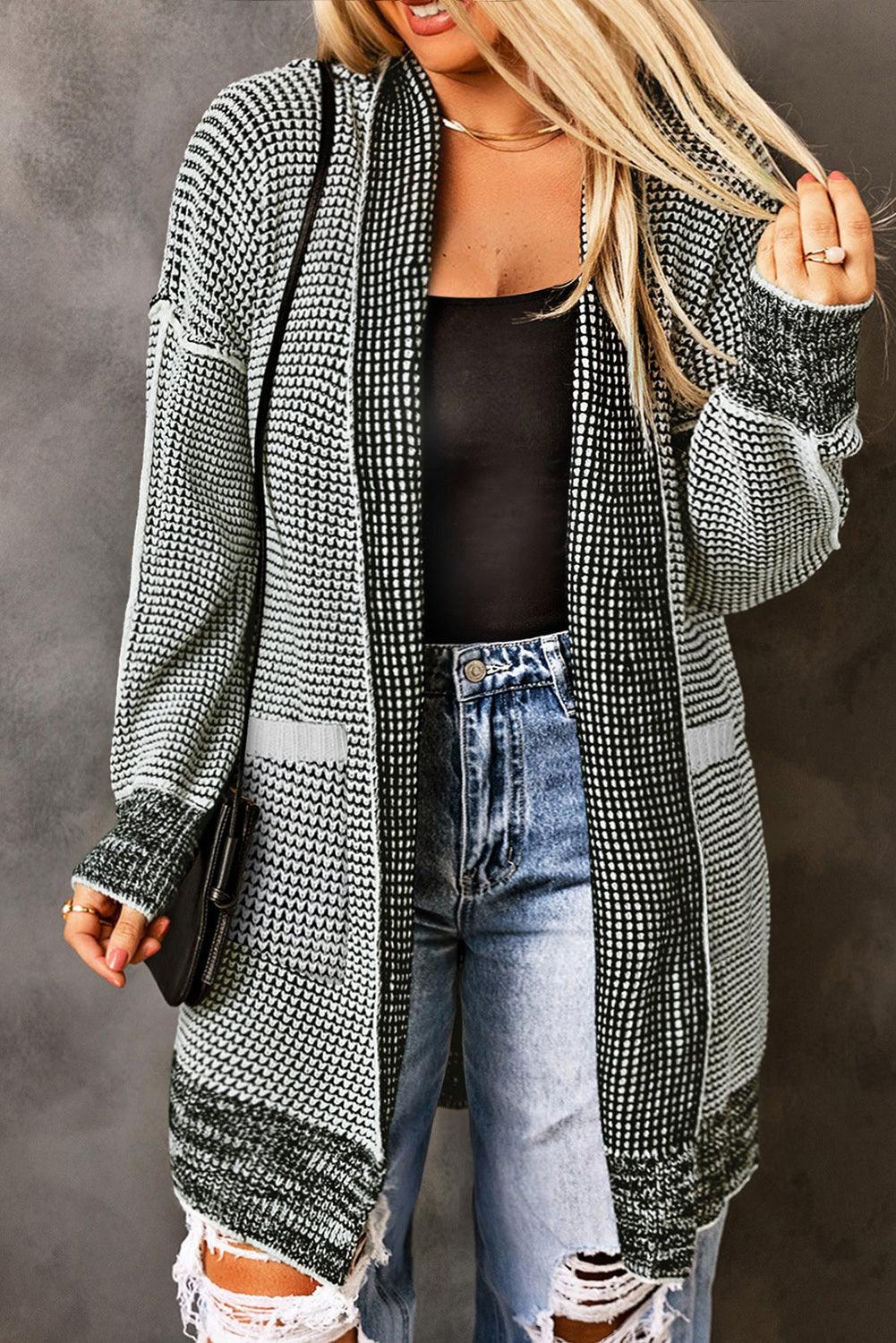 Gray Plus Size Textured Knit Cardigan - L & M Kee, LLC