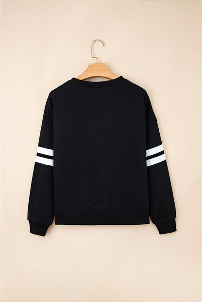 Evergreen Varsity Striped Detail Drop Shoulder Oversized Sweatshirt