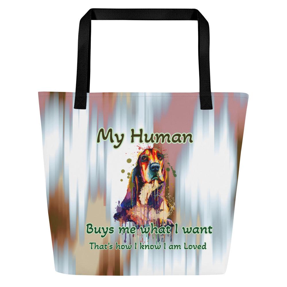 Basset Hound Love Large Tote Bag - L & M Kee, LLC