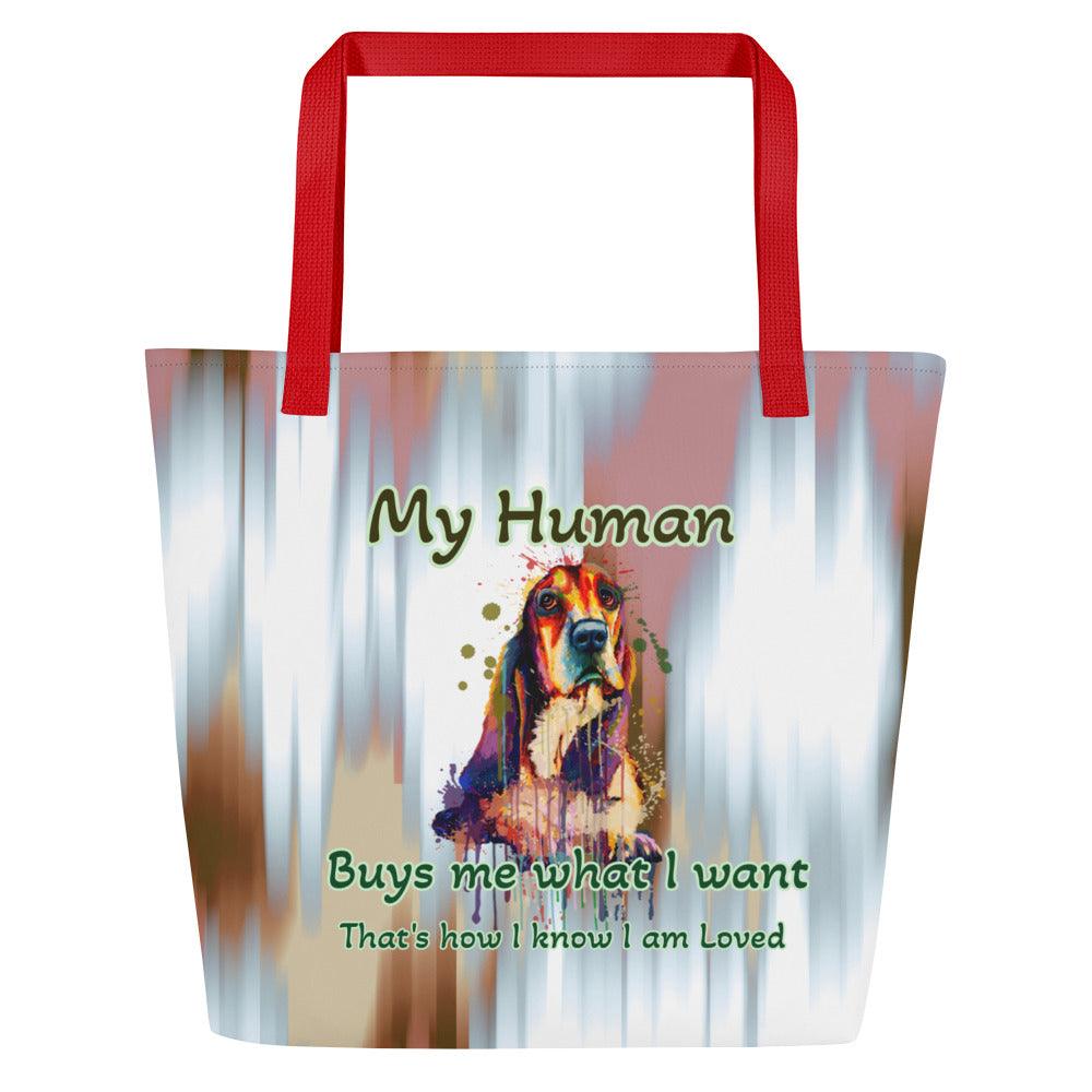Basset Hound Love Large Tote Bag - L & M Kee, LLC