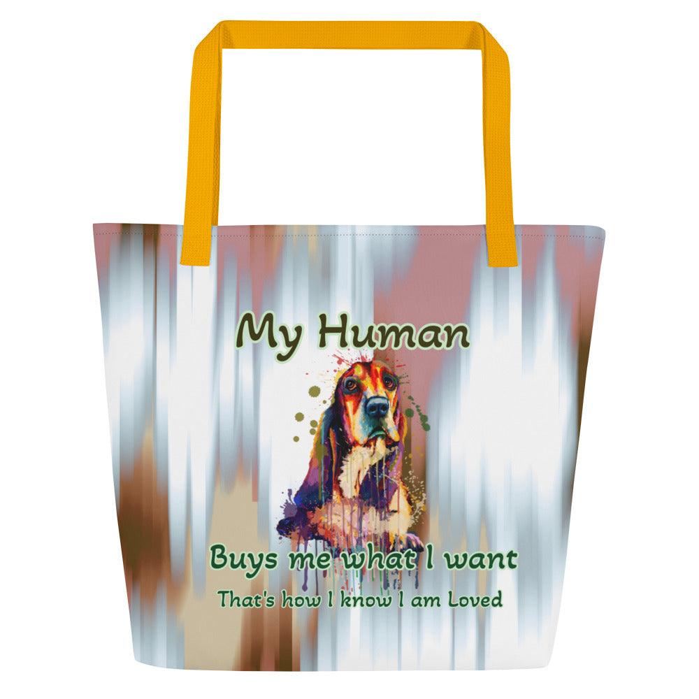 Basset Hound Love Large Tote Bag - L & M Kee, LLC
