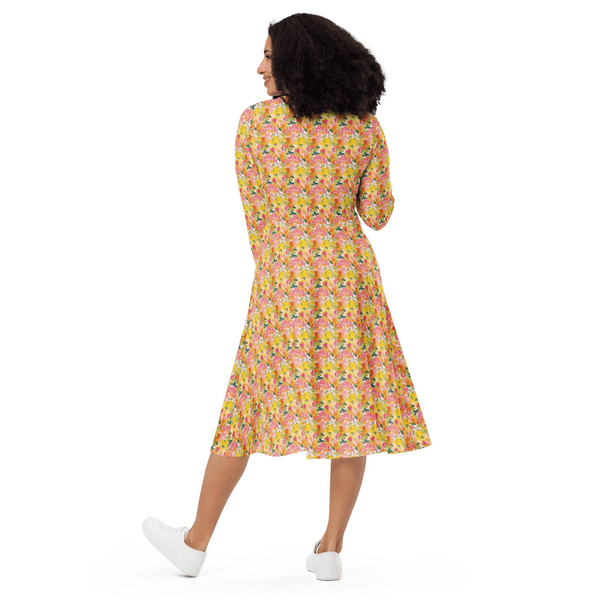 Annie Yellow Rose Midi Dress - L & M Kee, LLC