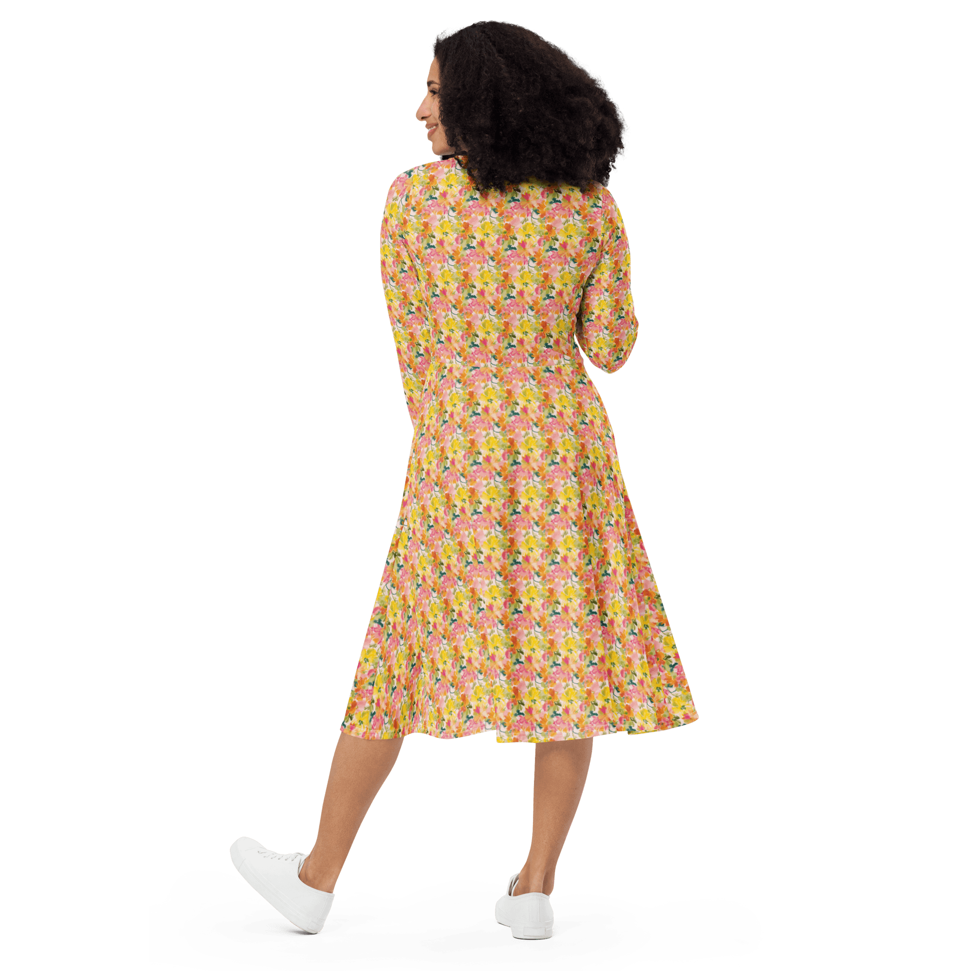 Annie Yellow Rose Midi Dress - L & M Kee, LLC