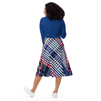 Blue Plaid Long Sleeve Midi Dress - L & M Kee, LLC