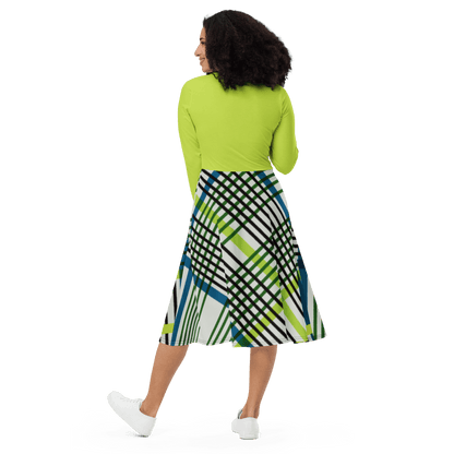 Mindaro Green Plaid Long Sleeve Midi Dress - L & M Kee, LLC