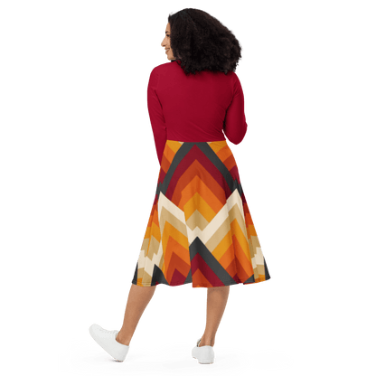 Carmine Tribal Long Sleeve Midi Dress - L & M Kee, LLC