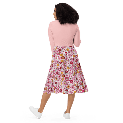 Pink Floral Skirt Midi Dress - L & M Kee, LLC