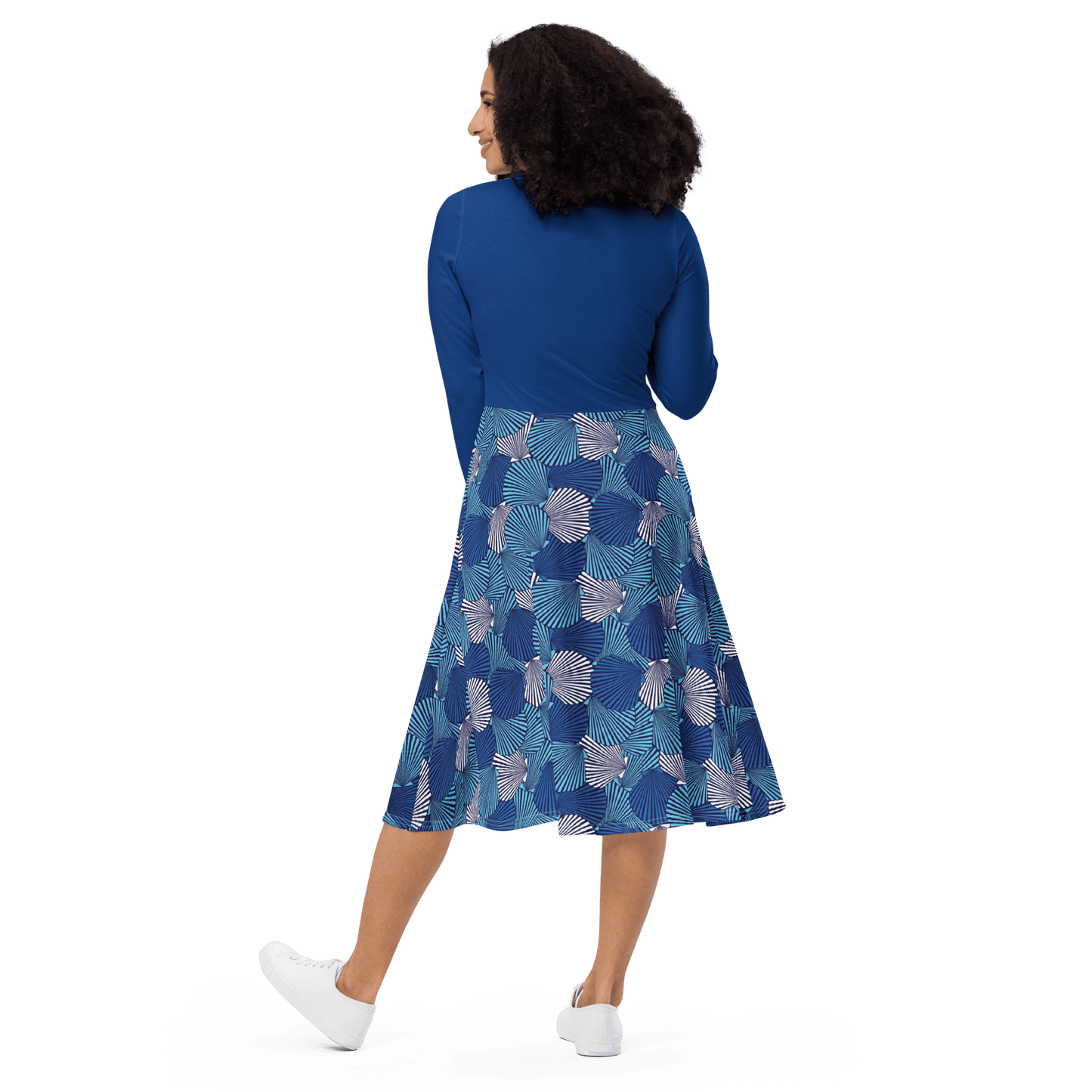 Blue Sea Shell Midi Dress - L & M Kee, LLC