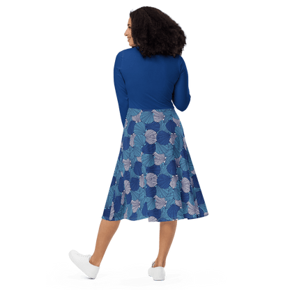 Blue Sea Shell Midi Dress - L & M Kee, LLC